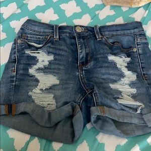 Ripped jean shorts